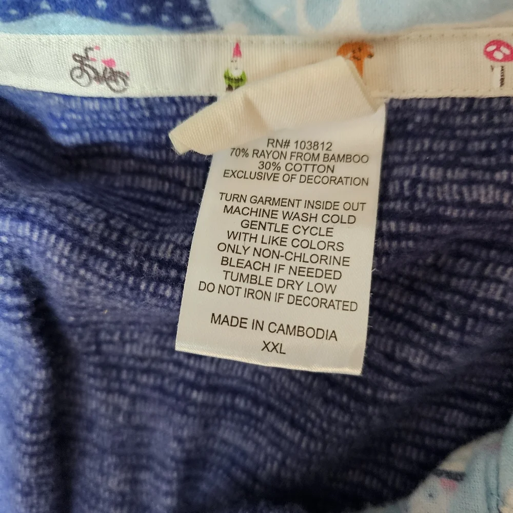 Munki Munki XXL Flannel Pajama Set Blue Dachshund Dog Print Button Up Fleece